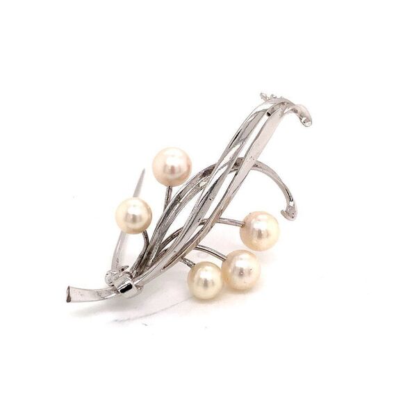 Mikimoto Estate Akoya Pearl Brooch Pin Sterling Silver 6.6mm 5.43 gr M185 - Picture 6 of 12